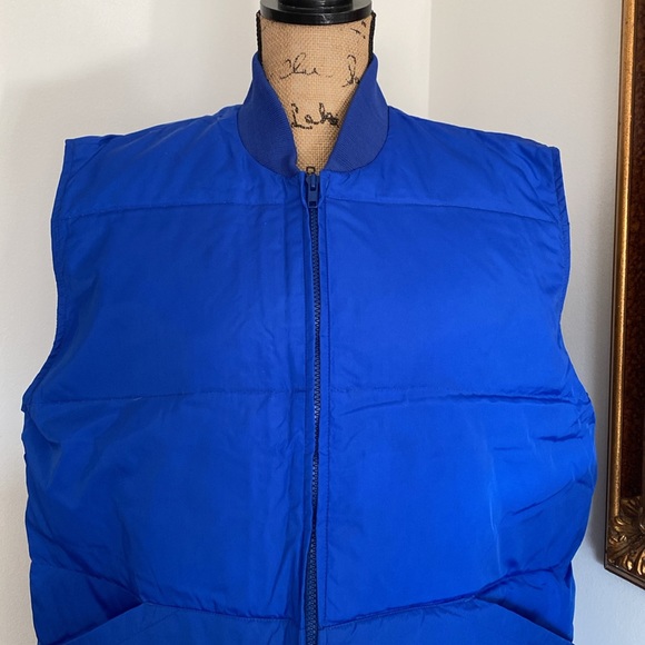 NEW Land`s End Mens Vest Large Goose Down Puffer Quilted Bright Blue Zip Closure - Picture 2 of 7